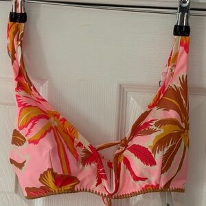 Maaji Tropical Pink and Brown Bikini Top‎ Size Small NWT